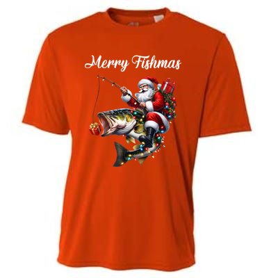 Merry Fishmas Santa Christmas Fisher Great Gift Cooling Performance Crew T-Shirt