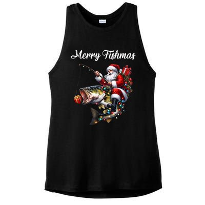 Merry Fishmas Santa Christmas Fisher Great Gift Ladies PosiCharge Tri-Blend Wicking Tank