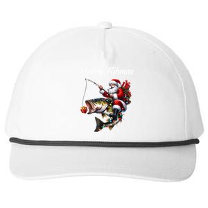 Merry Fishmas Santa Christmas Fisher Great Gift Snapback Five-Panel Rope Hat