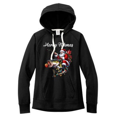 Merry Fishmas Santa Christmas Fisher Great Gift Women's Fleece Hoodie