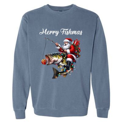 Merry Fishmas Santa Christmas Fisher Great Gift Garment-Dyed Sweatshirt