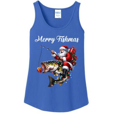 Merry Fishmas Santa Christmas Fisher Great Gift Ladies Essential Tank