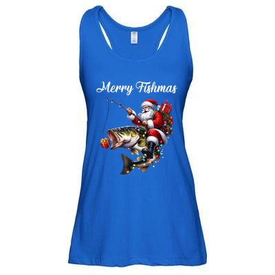 Merry Fishmas Santa Christmas Fisher Great Gift Ladies Essential Flowy Tank