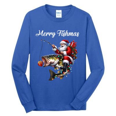 Merry Fishmas Santa Christmas Fisher Great Gift Tall Long Sleeve T-Shirt