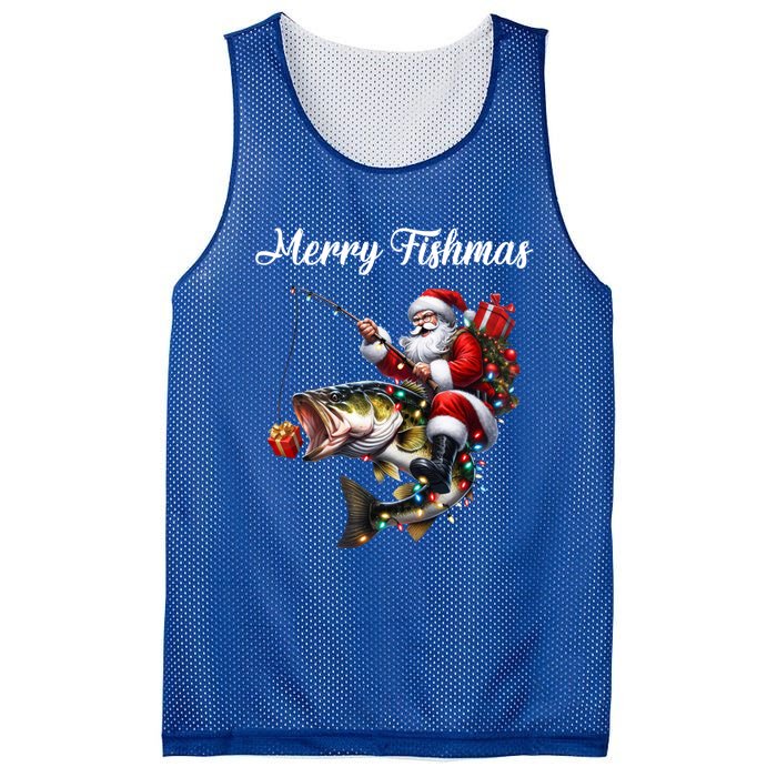 Merry Fishmas Santa Christmas Fisher Great Gift Mesh Reversible Basketball Jersey Tank