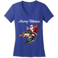 Merry Fishmas Santa Christmas Fisher Great Gift Women's V-Neck T-Shirt