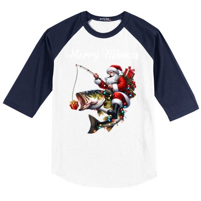 Merry Fishmas Santa Christmas Fisher Great Gift Baseball Sleeve Shirt