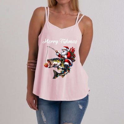 Merry Fishmas Santa Christmas Fisher Great Gift Women's Strappy Tank