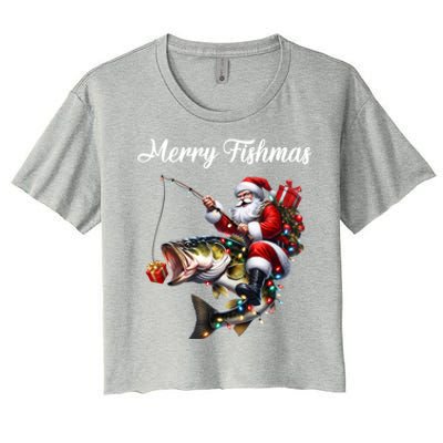 Merry Fishmas Santa Christmas Fisher Great Gift Women's Crop Top Tee