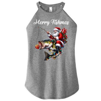 Merry Fishmas Santa Christmas Fisher Great Gift Women's Perfect Tri Rocker Tank