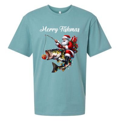 Merry Fishmas Santa Christmas Fisher Great Gift Sueded Cloud Jersey T-Shirt