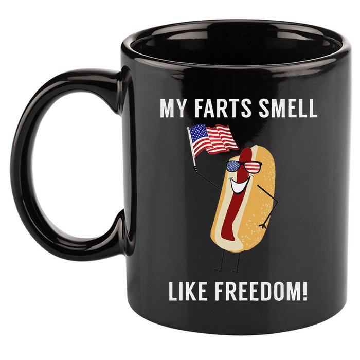 My Farts Smell Like Freedom Funny Patriotic 11oz C Handle Ceramic Mug