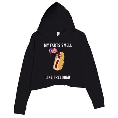 My Farts Smell Like Freedom Funny Patriotic Crop Fleece Hoodie