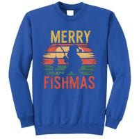 Merry Fishmas Santa Fishing Vintage Sunset Christmas Funny Gift Sweatshirt