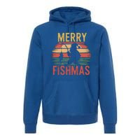 Merry Fishmas Santa Fishing Vintage Sunset Christmas Funny Gift Premium Hoodie