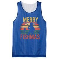 Merry Fishmas Santa Fishing Vintage Sunset Christmas Funny Gift Mesh Reversible Basketball Jersey Tank