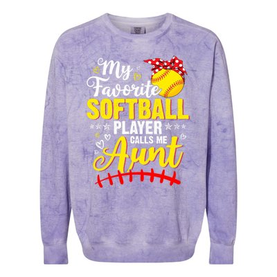 My Favorite Softball Player Calls Me Aunt Softball Auntie Colorblast Crewneck Sweatshirt