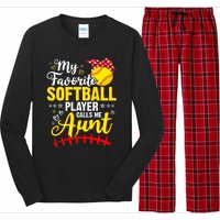 My Favorite Softball Player Calls Me Aunt Softball Auntie Long Sleeve Pajama Set