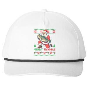 Merry Fishmas Santa Fishing Fisher Ugly Christmas Meaningful Gift Snapback Five-Panel Rope Hat