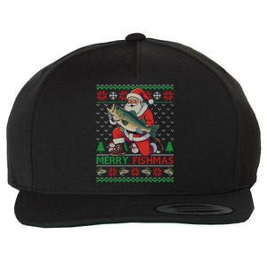 Merry Fishmas Santa Fishing Fisher Ugly Christmas Meaningful Gift Wool Snapback Cap