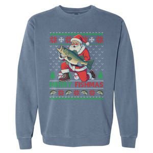 Merry Fishmas Santa Fishing Fisher Ugly Christmas Meaningful Gift Garment-Dyed Sweatshirt