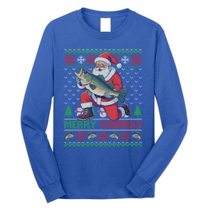 Merry Fishmas Santa Fishing Fisher Ugly Christmas Meaningful Gift Long Sleeve Shirt