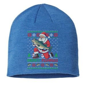 Merry Fishmas Santa Fishing Fisher Ugly Christmas Meaningful Gift Sustainable Beanie