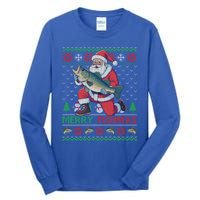 Merry Fishmas Santa Fishing Fisher Ugly Christmas Meaningful Gift Tall Long Sleeve T-Shirt