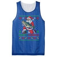 Merry Fishmas Santa Fishing Fisher Ugly Christmas Meaningful Gift Mesh Reversible Basketball Jersey Tank