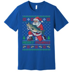 Merry Fishmas Santa Fishing Fisher Ugly Christmas Meaningful Gift Premium T-Shirt