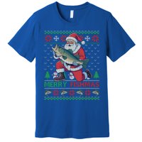 Merry Fishmas Santa Fishing Fisher Ugly Christmas Meaningful Gift Premium T-Shirt