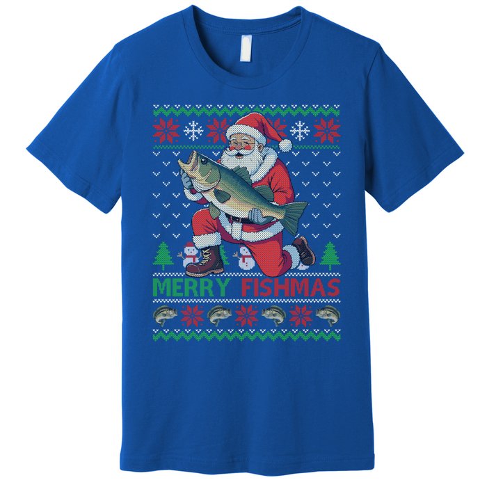 Merry Fishmas Santa Fishing Fisher Ugly Christmas Meaningful Gift Premium T-Shirt