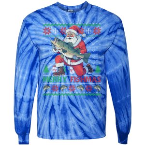 Merry Fishmas Santa Fishing Fisher Ugly Christmas Meaningful Gift Tie-Dye Long Sleeve Shirt