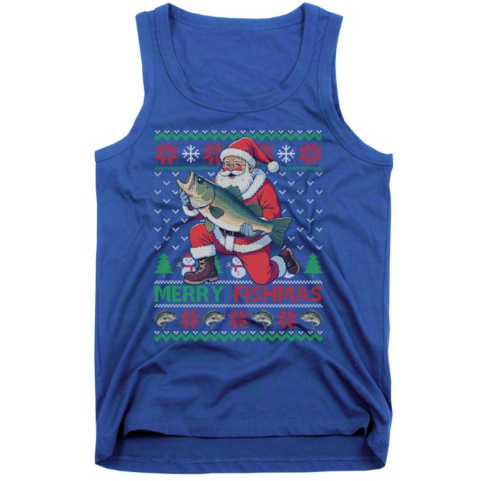 Merry Fishmas Santa Fishing Fisher Ugly Christmas Meaningful Gift Tank Top