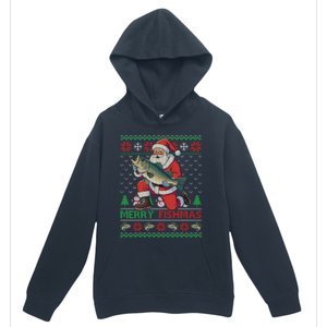 Merry Fishmas Santa Fishing Fisher Ugly Christmas Meaningful Gift Urban Pullover Hoodie