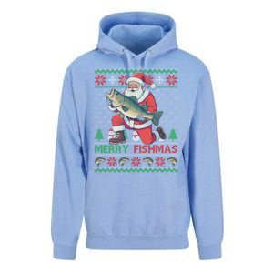 Merry Fishmas Santa Fishing Fisher Ugly Christmas Meaningful Gift Unisex Surf Hoodie