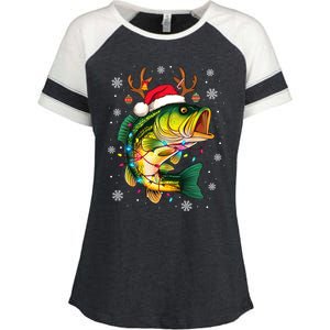 Merry Fishmas Santa Fishing Funny Fisher Lovers Christmas Meaningful Gift Enza Ladies Jersey Colorblock Tee