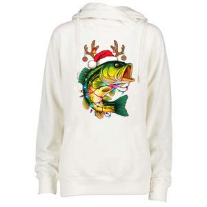 Merry Fishmas Santa Fishing Funny Fisher Lovers Christmas Meaningful Gift Womens Funnel Neck Pullover Hood