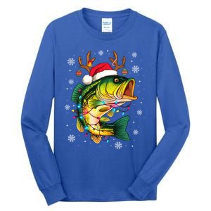 Merry Fishmas Santa Fishing Funny Fisher Lovers Christmas Meaningful Gift Tall Long Sleeve T-Shirt