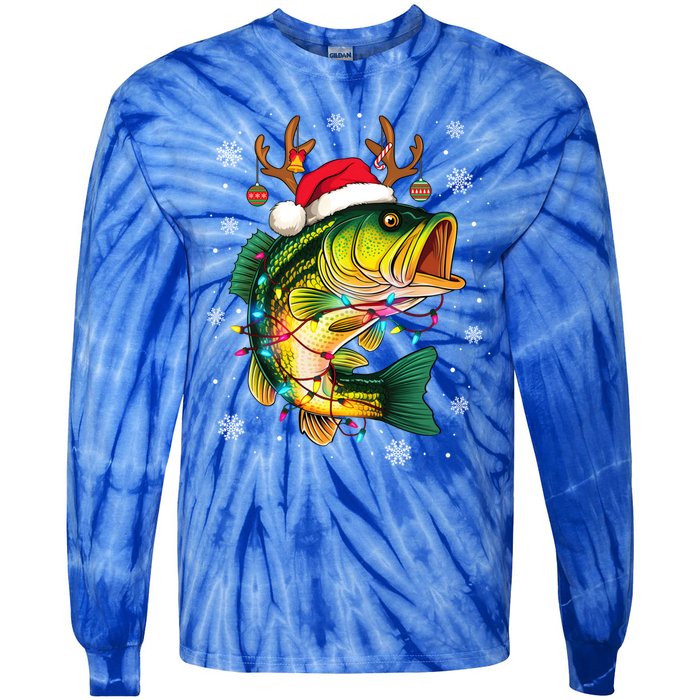 Merry Fishmas Santa Fishing Funny Fisher Lovers Christmas Meaningful Gift Tie-Dye Long Sleeve Shirt