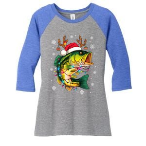 Merry Fishmas Santa Fishing Funny Fisher Lovers Christmas Meaningful Gift Women's Tri-Blend 3/4-Sleeve Raglan Shirt