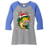 Merry Fishmas Santa Fishing Funny Fisher Lovers Christmas Meaningful Gift Women's Tri-Blend 3/4-Sleeve Raglan Shirt