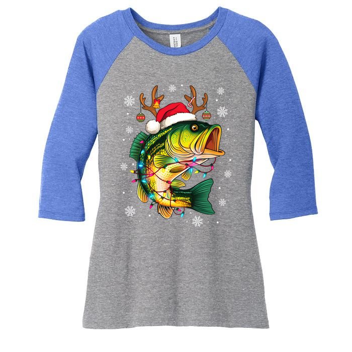 Merry Fishmas Santa Fishing Funny Fisher Lovers Christmas Meaningful Gift Women's Tri-Blend 3/4-Sleeve Raglan Shirt