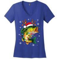 Merry Fishmas Santa Fishing Funny Fisher Lovers Christmas Meaningful Gift Women's V-Neck T-Shirt