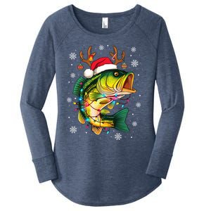 Merry Fishmas Santa Fishing Funny Fisher Lovers Christmas Meaningful Gift Women's Perfect Tri Tunic Long Sleeve Shirt