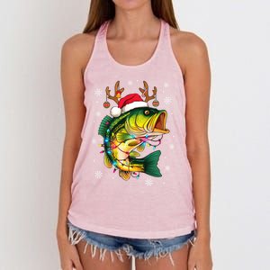 Merry Fishmas Santa Fishing Funny Fisher Lovers Christmas Meaningful Gift Women's Knotted Racerback Tank