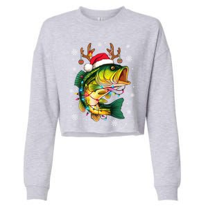 Merry Fishmas Santa Fishing Funny Fisher Lovers Christmas Meaningful Gift Cropped Pullover Crew