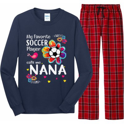 My Favorite Soccer Player Calls Me Nana Soccer Flower Long Sleeve Pajama Set