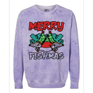 Merry Fishmas Santa Claus Fishing Matching Christmas Costume Colorblast Crewneck Sweatshirt