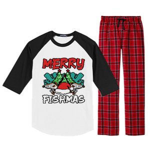 Merry Fishmas Santa Claus Fishing Matching Christmas Costume Raglan Sleeve Pajama Set